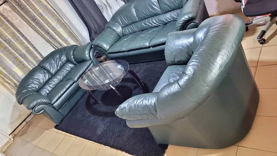 🇺🇸 imported 6 places green original cuir sofas, very soft, spacious, clean and comfortable